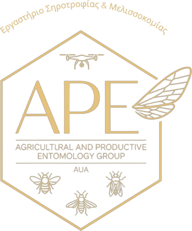 Λογότυπο APE — Agricultural and Productive Entomology Group, AUA, Εργαστήριο Σηροτροφίας & Μελισσοκομίας